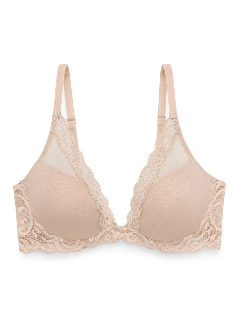 Natori Feathers Plunge T-Shirt Bra in Cafe NWT